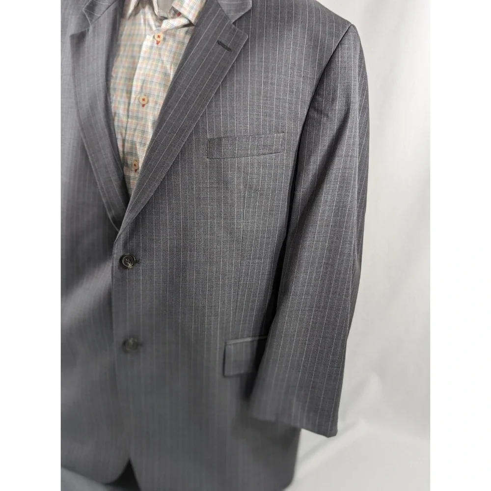 Mens Lauren Ralph Lauren Blazer Sport Coat Sports Jacket Gray Pin Stripe 48R‎